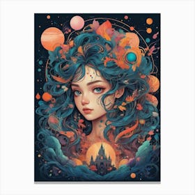 Girl With Blue Hair 2 Canvas Print