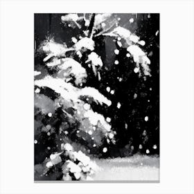 Cold, Snowflakes, Black & White 3 Canvas Print