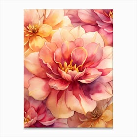 Watercolor Flowers Seamless Pattern 6 Canvas Print