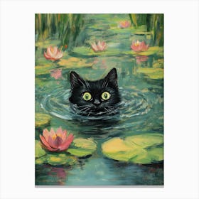 Cat In Water Canvas Print