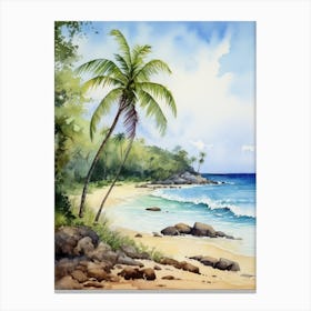 Watercolor Of A Tropical Beach 2 Canvas Print