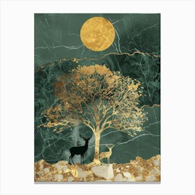 Deers In The Moonlight 4 Canvas Print