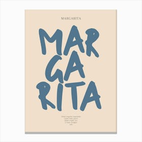 Margarita Blue Typography Print Canvas Print