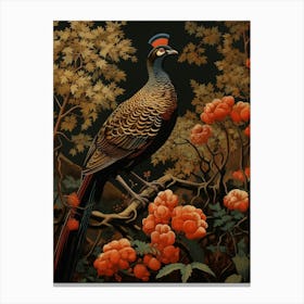 Dark And Moody Botanical Pheasant 6 Canvas Print