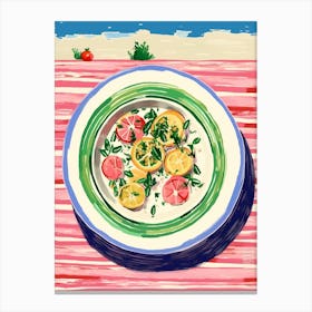 A Plate Of Octopus Salad, Top View Food Illustration 4 Canvas Print