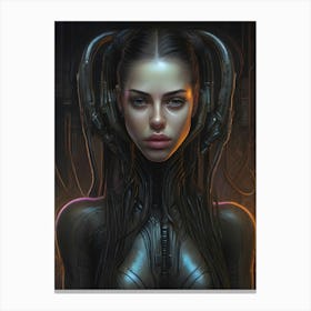 Cyborg Girl Ai Cyberpunk Canvas Print