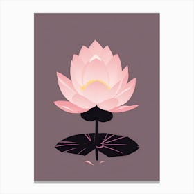 A Pink Lotus In Minimalist Style Vertical Composition 20 Canvas Print