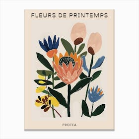 Spring Floral French Poster  Protea 4 Canvas Print