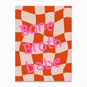 Bone Broth Checkered Orange  Canvas Print