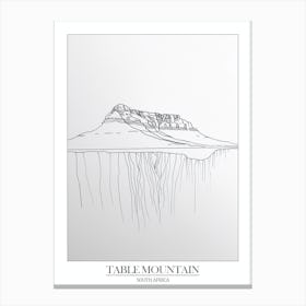 Table Mountain South Africa Line Drawing 4 Poster Canvas Print