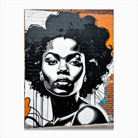 Vintage Graffiti Mural Of Beautiful Black Woman 8 Canvas Print