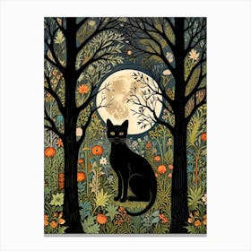 William Morris Black Cat In The Forest 1 Canvas Print