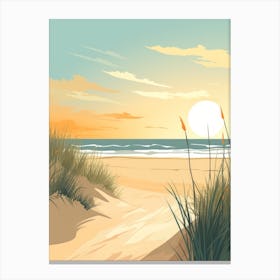 Baltic Sea And North Sea, Minimalist Ocean and Beach Retro Landscape Travel Poster Set #4 Canvas Print