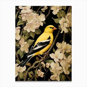 Dark And Moody Botanical American Goldfinch 1 Canvas Print