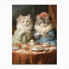 Two Cats At A Medieval Afternoon Tea 4 Canvas Print