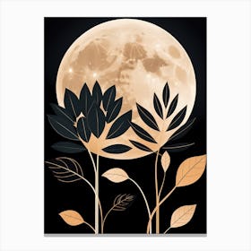 Full Moon With Leaves Canvas Print