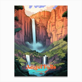Angel Falls Venezuela Waterfall Travel Art 1 Canvas Print