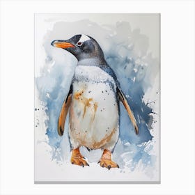 Humboldt Penguin Grytviken Watercolour Painting 4 Canvas Print