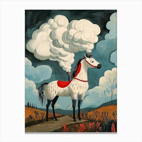 Horse With Smoke Canvas Print