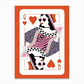 Queen Of Hearts Red - Pink Champaign Canvas Print