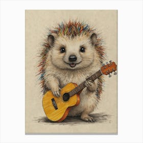 Hedgehog Playing Guitar 23 Canvas Print