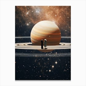 Cosmic portrait of a couple standing on the rings of Saturn 1 Canvas Print