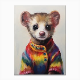 Baby Animal Wearing Sweater Ferret 2 Canvas Print