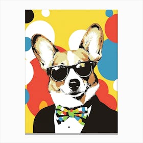 Super Cool Corgi Illustration Pop 14 Canvas Print