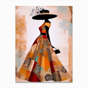 Model In A Vintage Couture Dress,  Hat And Handbag Canvas Print