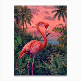 Greater Flamingo Portugal Tropical Illustration 7 Canvas Print