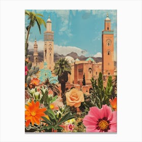 Morocco   Floral Retro Collage Style 1 Canvas Print