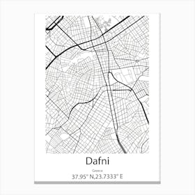 Dafni,Greece Minimalist Map Canvas Print