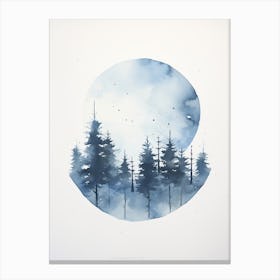 Watercolour Painting Of Boreal Forest   Northern Hemisphere 4 Canvas Print