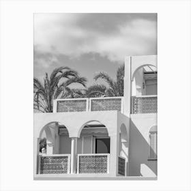 Black And White Image Of A Building Canvas Print