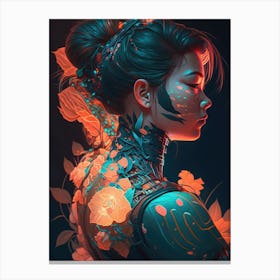 Flower Cyberpunk Girl 1 Canvas Print