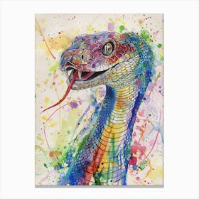 Cobra Colourful Watercolour 1 Canvas Print