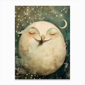 Moon puffy owl bird Canvas Print