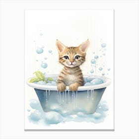 Ocicat In Bathtub Bathroom 2 Canvas Print