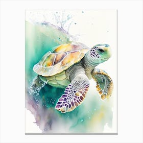 Conservation Sea Turtle, Sea Turtle Storybook Watercolours 1 Canvas Print