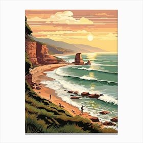 Great Ocean Walk Australia 1 Vintage Travel Illustration Canvas Print