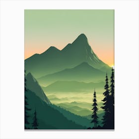 Misty Mountains Vertical Composition In Green Tone 147 Canvas Print