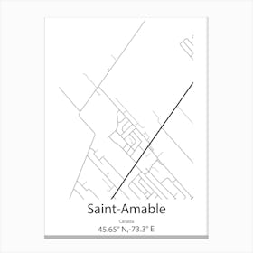 Saint Amable,Canada Minimalist Map Canvas Print