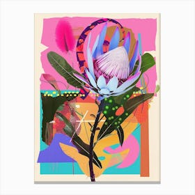 Protea 3 Neon Flower Collage Canvas Print