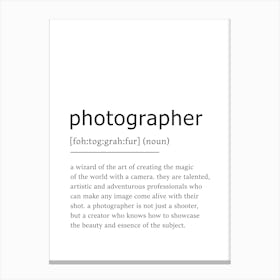 Photographer Definition Poster - Dictionary Canvas Print