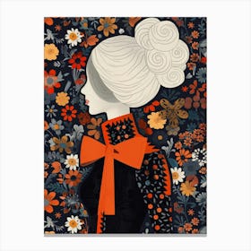 Lady In Black And Orange Canvas Print