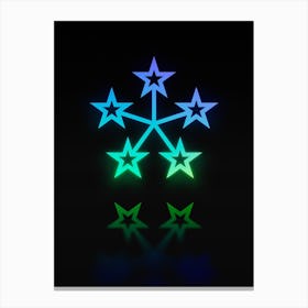 Neon Blue and Green Abstract Geometric Glyph on Black n.0356 Canvas Print