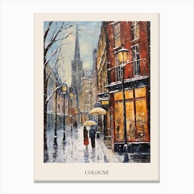 Vintage Winter Painting Poster Cologne Germany 1 Canvas Print