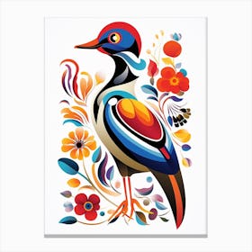 Scandinavian Bird Illustration Wood Duck 4 Canvas Print