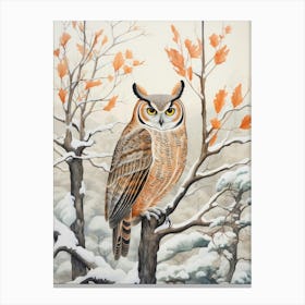 Winter Bird Painting Great Horned Owl 4 Canvas Print
