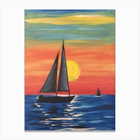 Sailboats At Sunset Canvas Print